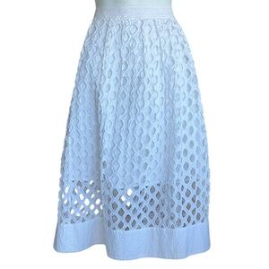 Anthropologie White Eyelet Midi Skirt